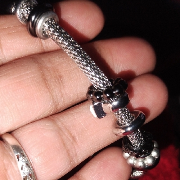 LOFT Silver and Black Beaded Bracelet - Picture 3 of 4